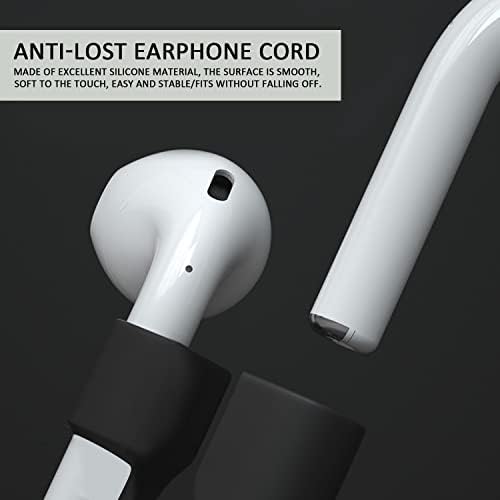 6pcs 55cm earphone cord and 1pair ear hook and 1 pair black or white earphone buckle, bluetooth anti-lost earphone cord, soft silicone sports wireless earphone anti-lost cord