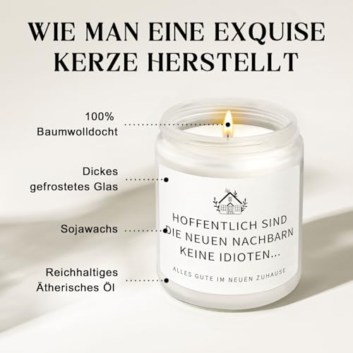 Giftasy Geschenk zum Einzug - Duftkerze mit Spruch, Einzugsgeschenke Wohnung, Einweihungsgeschenk Haus, Richtfestgeschenk, Neues Zuhause Neues Haus Neue Wohnung Hauskauf Geschenke