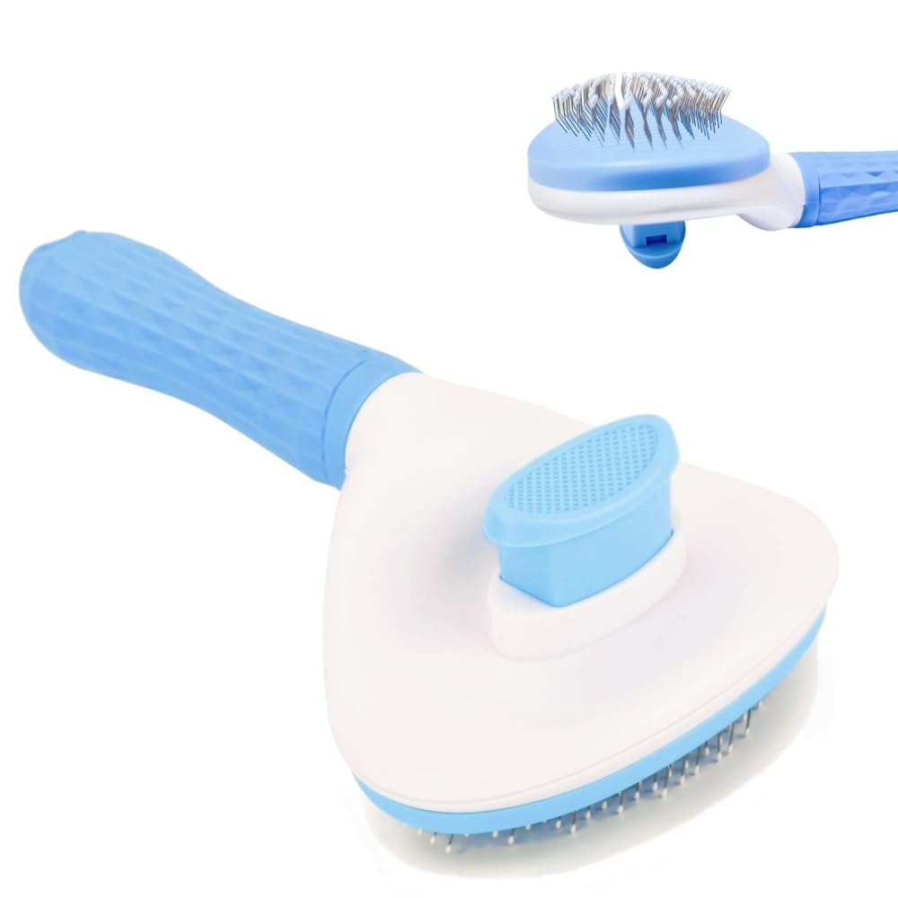 Cat Brush Self Cleaning, Ergonomic Handle,Slicker Cat Brush with Release Button,Tool Suitable for Cats and Dogs Pet Hair Cleaner, Easy to Remove Loose Undercoat