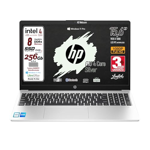 HP 250 G10 Notebook portatile, Ram 8GB, SSD 256Gb, Display
