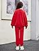 Arshiner Sweatsuits Girls 2 Piece Outfit Drop Shoulder Sweatshirt Sweatpants Fall Fashion Clothes Tracksuit Red 8-9 Years