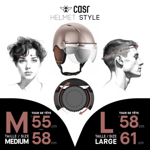 CASR Style Fahrradhelm Damen Herren mit Visier, Fahrradhelm Erwachsene – Urban Helm E-Bike, Roller, Tretroller, Skaterhelm, abnehmbare Ohrpolster, atmungsaktiv, verstellbar, leicht, Größe L, Rosa
