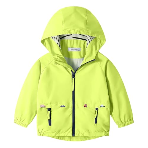 Image of Volunboy Toddler Boys Windbreaker Casual Outerwear Kids Lightweight Zip Hooded Jacket Baby Cute Dust Coat