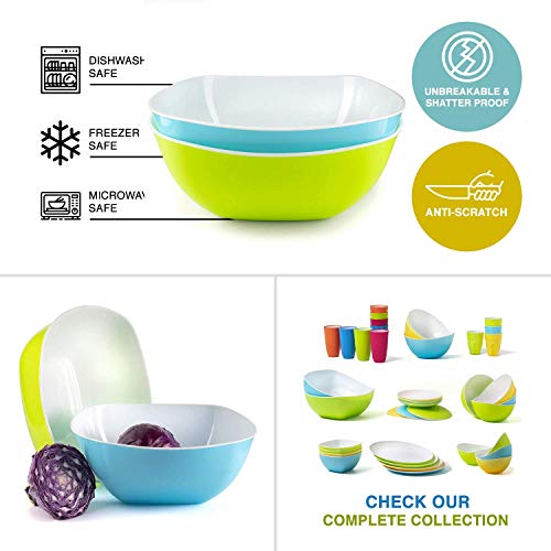 Maxi Nature Salad Bowl Set Of 2 - Microwave, Dishwasher & Freezer Safe - Unbreakable & Lightweight Plastic Serving Bowls - Use For Ramen, Noodles, Soup, Pasta & More - Large Size #TOP1