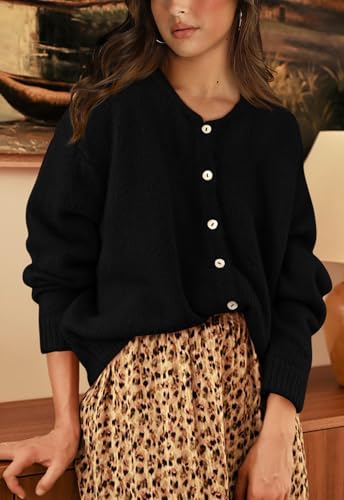 Image of PRETTYGARDEN Long Sleeve Crewneck Button Down Womens Sweaters Spring Open Front Chunky Cardigan Sweaters for Women 2026