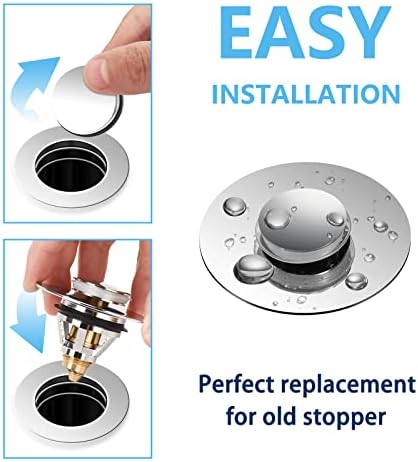 WHonor Pop Up Sink Plugs Universal Bathroom Basin Plug, 34-38 mm Basin Pop Up Sink Drain Strainer, Anti Clogging Sink Drain Filter with Hair Catcher