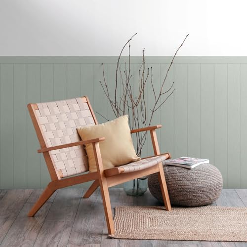 Image of AS Creation Green Classic Wood Wallpaper - 5m x 106cm - Dado Wall Panel Vinyl - Textured Wood Slats - Living Room & Bedroom