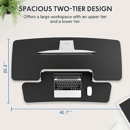 Flexispot M27A-42 Sit To Stand Up Desk Riser 42In Standing Desk Converter Height Adjustable Computer Workstation thumb #4