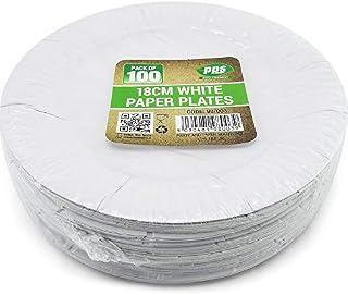 100 WHITE PAPER PLATES - 7 inch/18cm quality durable plates ideal for hot and cold food