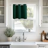 Picture of ChrisDowa Blackout Curtains 36 Inches Long for Living Room, Grommet Thermal Insulated Room Darkening Curtains for Bedroom (1 Panel Set, Forest Green, 42 x 36 Inch)