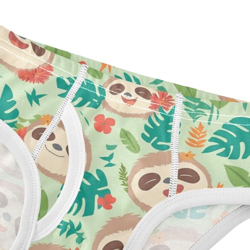 Wusikd Cute Sloth Tropical Leaves Flowers Boys' Underwear Cotton Boys Briefs Soft Toddler Underwear 2T4