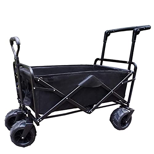 Carrito plegable pesado para jardín y playa, carrito manual con ruedas neumáticas, plegable fácil y resistente, capacidad de carga 75 kg miniatura 1