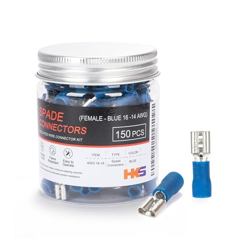 Terminales de desconexión rápida HKS de 16-14 AWG con conectores de pala aislados hembra azul de 1.5-2.0 mm²