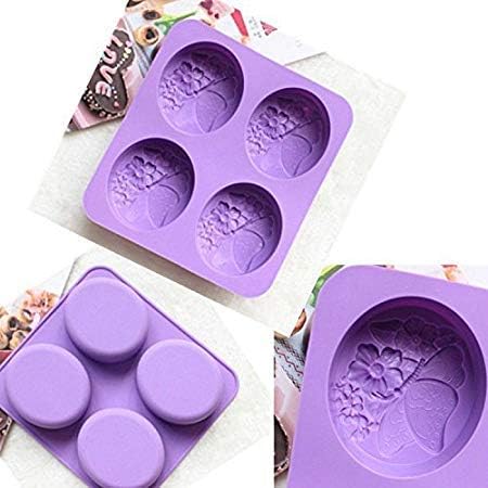 VAURUM Butterfly Designer 4 Cavity Oval Shape Soap Making Heavy Wt Silicone Mould APX 100gms