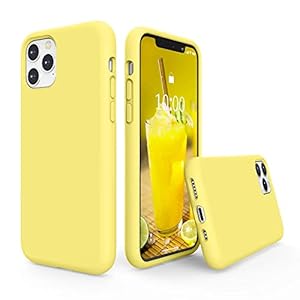 SURPHY iPhone 11 Pro Hoesje Siliconen, Vloeibare Siliconen Rubber Schokbestendige Bescherm Volledige Lichaam Verdikking Telefoon hoesje voor iPhone 11 Pro 5.8 inch, Citroen Geel