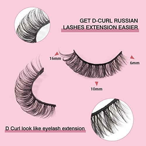 Parriparri False Eyelashes Russian Strip Lashes Natural Wispy Fluffy Hybrid Strip Lashes 10 works 3D Effect Cat Eye Lashes Russian Fake Lashes Mink - Image 3