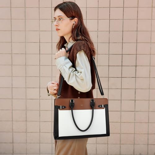 Keyli 3pc Sets Laptop Tote Bag for Women 15.6 Inch Work Bag Business Computer Briefcase Waterproof Leather Laptop Purses Casual Shoulder Handbag Messenger Bags for Travel Teacher Office Khaki - image 3