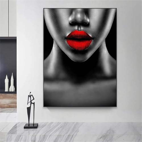 Peinture sur toile minimaliste d'art de beauté de fille noire au design raffiné 30x45cm