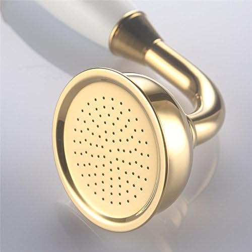 Shile Traditional Brass Ceramics Telephone Handheld Shower Head with 1.5 Meter Hose for Bathroom Gold Finish