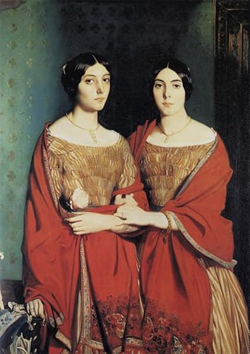 Affiche Toile Chassériau les deux sœurs décoration murale portrait d'art salon 60x90cm