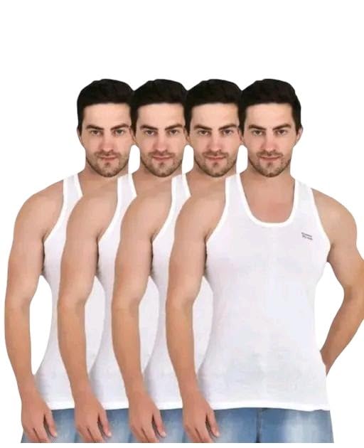 Men's Solid Cotton Vest Combo Pack of 4 Lightweight Comfortable Inner Layer Essentials-image-33
