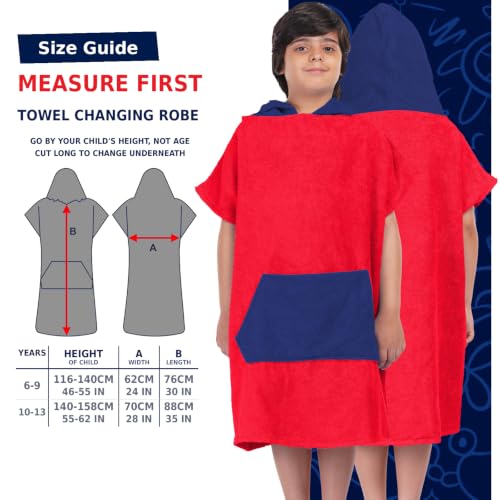 Image of ALLEN & MATE Kids Surf Poncho Towel Robe, Hooded Changing Robe, 6-13 Years