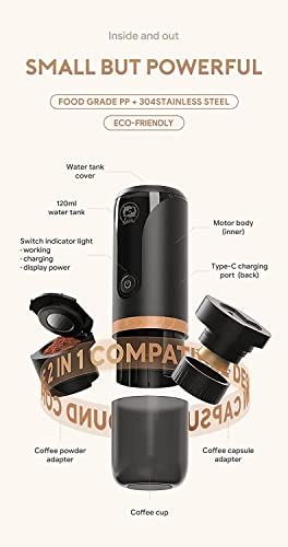 image for BENFUCHEN Portable Espresso Coffee Maker,Automatic Espresso with Rich&