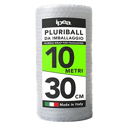 IPEA Pluriball per Imballaggio e Spedizioni – Rotolo da 10 Metri x 30 cm – Made in Italy – Bolle Aria per Protezione, Imbottitura, Confezionamento di Oggetti nel Trasporto – Antistrappo Antiurto
