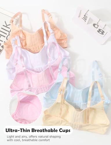 SEAUR Girls Training Bras Cotton Comfortable Teenager Bralette Soft Breathable Chest Double Lined Adjustable 3 Packs2