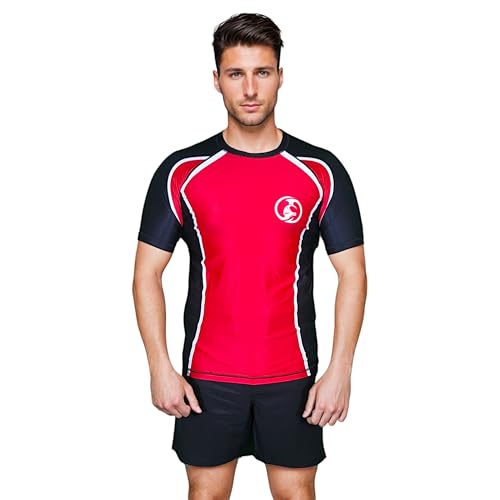 KOMBAT USA Hot Rod & Hot Grey No-Gi Rash Guard | Mens BJJ - Jiu Jitsu- MMA - Cross Training - Compression Rash Guard2