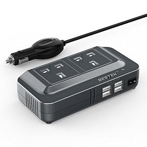 BESTEK 200W Power Inverter Dc 12V to Ac 230V 240V Car Voltage Converter Transformer with 3-Pin Sockets & 4-USB Ports