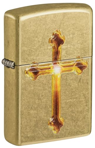 Encendedor Zippo emblema cruz dorado clásico miniatura 1