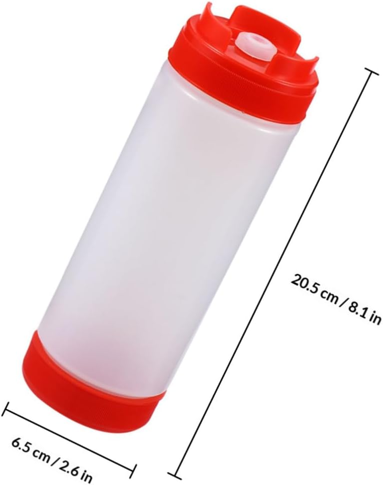 Two-headed 20oz Ketchup Storage Bottle and Condiment Squeeze Bottle, Red Plastic Sauce Dispenser for Kitchen and Dining Use image 2