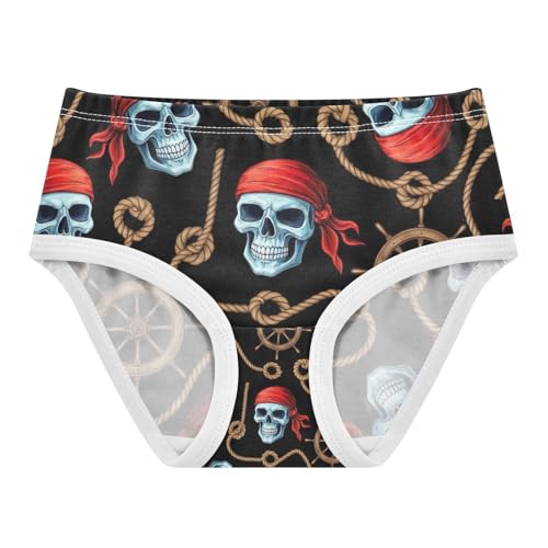 Blue Pirate Skulls Black Toddler Girls Panties, Girls Underwear, 2T–8 Years