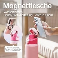 Magcheer Isolierte Trinkflasche mit Handyhalterung 1L(Rosa) – Ansicht 3