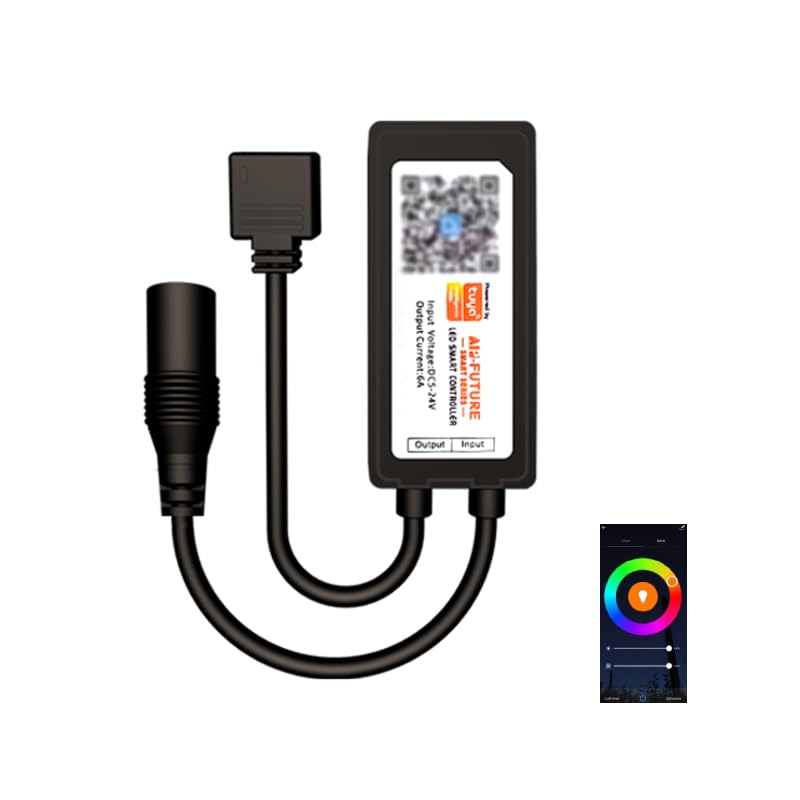 aixi-SHS Tuya Wi-Fi LED RGB Smart Controller 4 Pin, APP Remote Control Light Dimmable DC12-24V, Compatible with Alexa