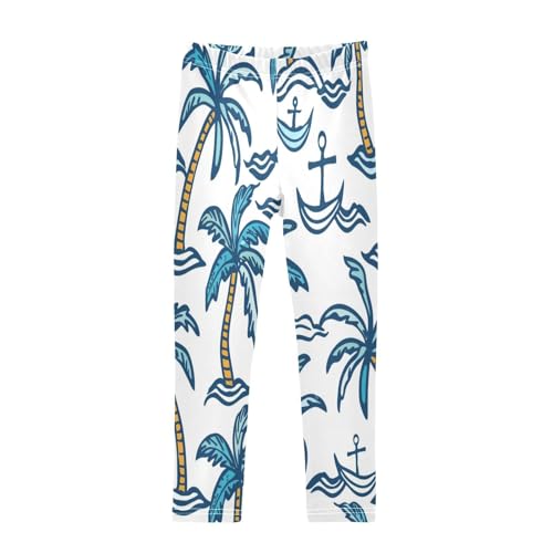 Toddler Girls Leggings Printed Yoga Pants Leggings Blue Plam for Kids