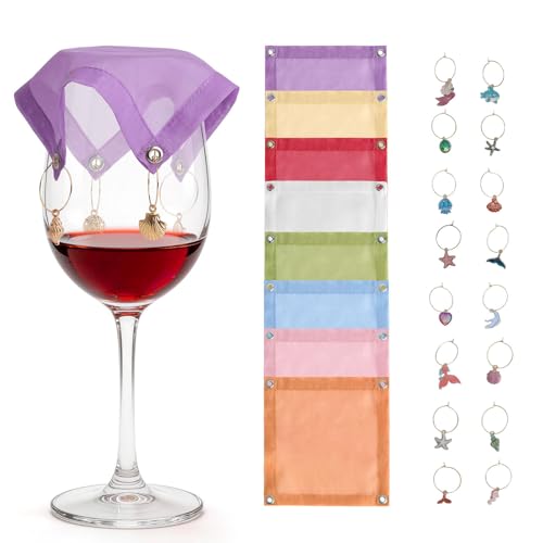 8 Pcs Wine Glass Covers to Keep Bugs Out for Outdoor With 32 Charms Rings