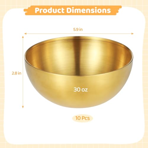 10 Piezas Tazones Dorados de Acero Inoxidable 30 oz miniatura 2