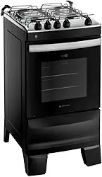 Fogão 4 Bocas Preto com Mesa Inox Atlas Agile Up Bivolt