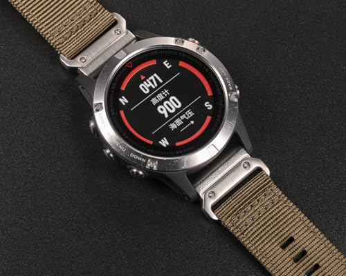 Image of HEMSUT Premium Nylon Watch Band for Garmin Quick Fit Watch - 20 /22 /26mm, Glossy Durable Non-Taper Strap with Tang Buckle Military Strap for Fenix Forerunner Approach MARQ Epix Tactix Quatix D2 Series