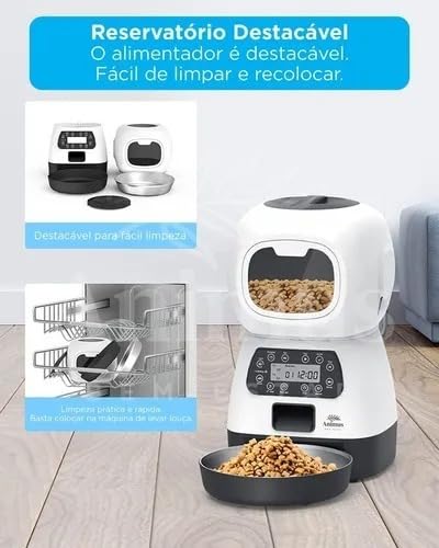 Alimentador Comedouro Automático Cães Gatos Programável Ração Comida Pets