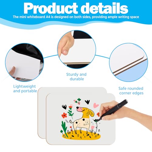 14 Stück Whiteboard Klein A4, Mini Whiteboards Abwischbar Doppelseitige Kleine White Boards mit 14 Radiergummis Tragbare Weiße Tafel für Schule Büro und Zuhause (29.7 x 21cm)
