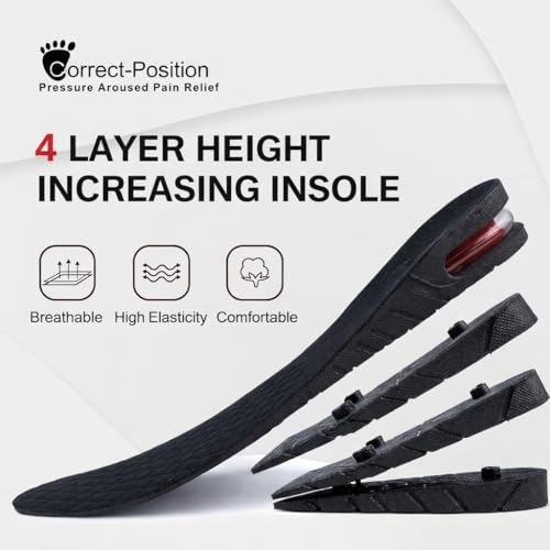 Image of High Density Memory Foam Height Insoles for Men & Women | Anti-Fatigue Shoe Inserts | Heel Pain Relief, Arch Support & Shock Absorption | Soft Breathable Comfortable Insoles for Daily Use, Sports & Work (US 7-12) (Black)
