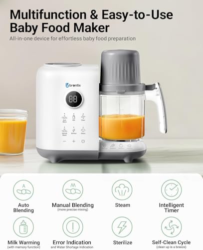 Image of BRONTIX S2 Baby Food Processor, 6-in-1, Stainless Steel | Steamer Blender & Puree Maker, Steam Blend Auto Manual Modes, Self-Cleaning Sterilizer, Milk Warmer, BPA-Free Steaming Basket