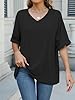 Famulily Women's Summer T Shirt Short Sleeve Top Casual V Neck Black Tee Shirt for Women Loose Fitted (XXL, Black) #1