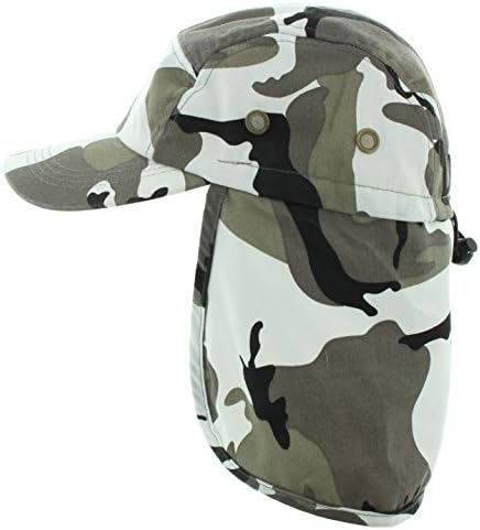 JFH 4 Panel Adjustable Outdoors Fishing Box Cap with Ear Neck Flap Sun Cover (F001 City Camo)