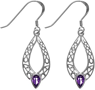 Sterling Silver and Amethyst Celtic Earrings