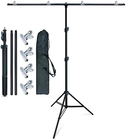 LINCO Lincostore Zenith Portable T-Shape Background Backdrop Stand Kit 5x6.7ft - 5ft Wide (Fixed) and 6.7ft High (Adjustable)- Lightweight Only 4 Lbs Easy to Carry and Storage