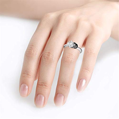 Jeulia "Keep Your Cool Penguin Round Cut Sterling Silver Ring Fashion Anniversary Promise Engagement Wedding Ring Set for Her With Gift Jewelry Box3